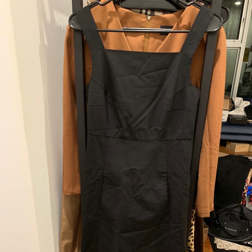 theory square neck light wool dress